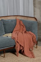 Dua Living Plaid terracotta - Katoen voor de bank - Handgeweven - 120x200 cm