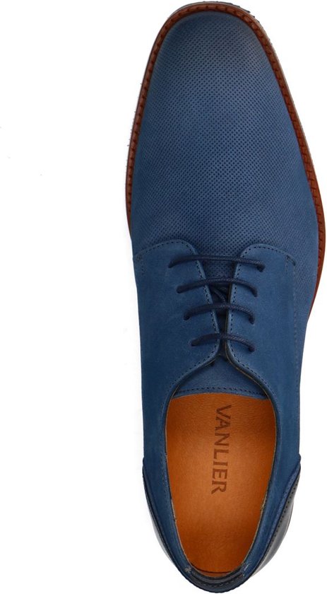 Van Lier - Homme - Chaussures à lacets en nubuck bleu - Taille 40