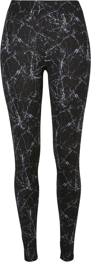 Zwarte legging met marmerprint in wit.