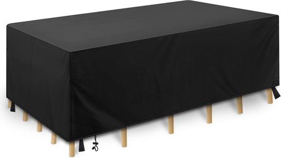 Tuinmeubelhoes waterdicht 100 x 60 x 60 cm 600D Oxford-stof terrashoes met zijriemen voor rechthoekige tuintafel sets, zwart Tuinmeubelhoes waterdicht 100 x 60 x 60 cm 600D Oxford-stof terrashoes met zijriemen voor rechthoekige tuintafel sets, zwart