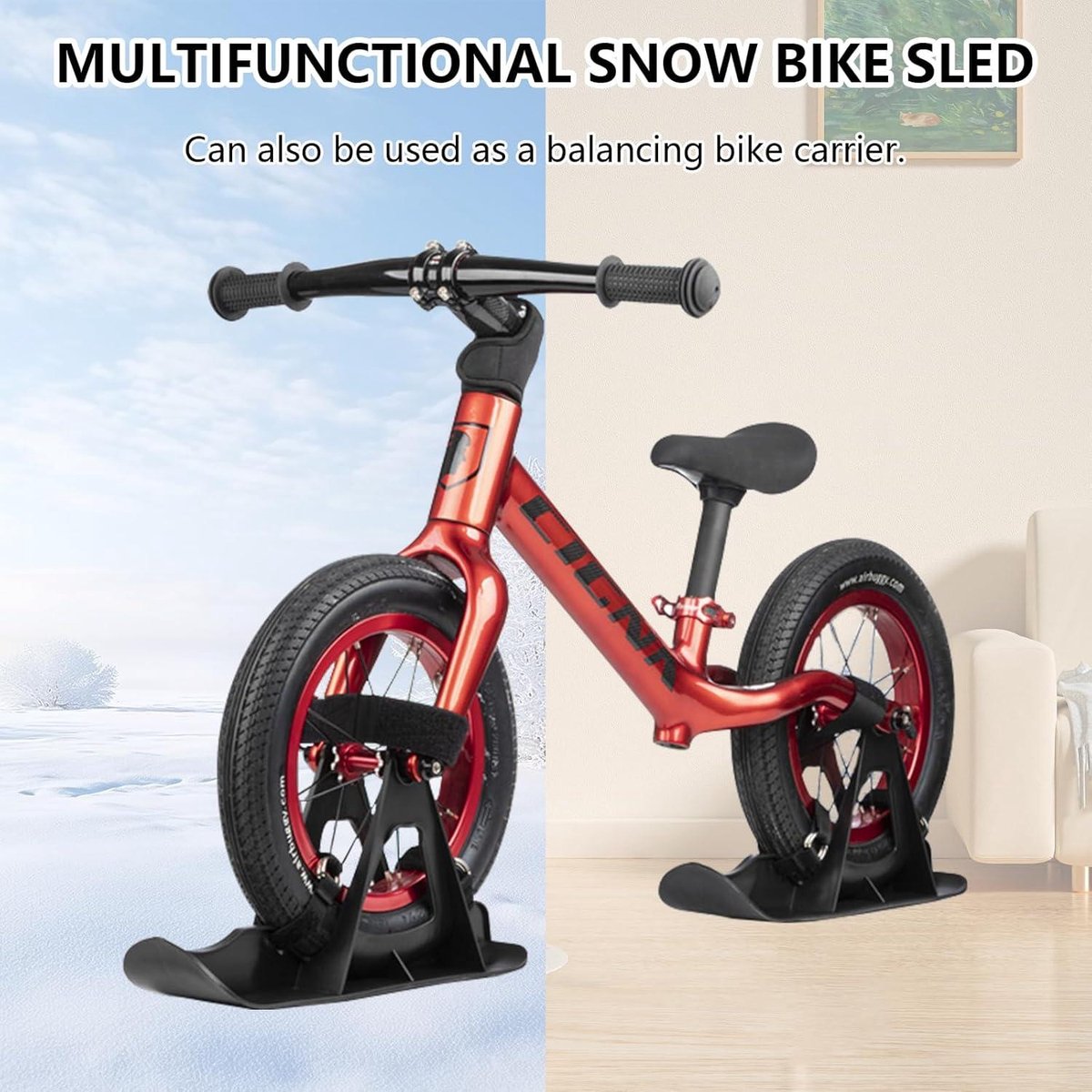 Mrs. Jones Multifunctionele sneeuwstep voor kinderen 1 paar fiets slee skateboard ski-scooter skiplank strandplank skiset . Rood