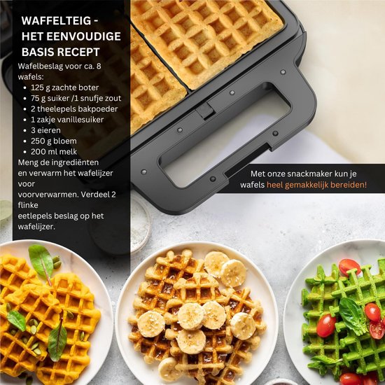 MKSS® Wafelijzer met Verwisselbare Platen - Contact Grill - Tosti Apparaat - Zwart — afbeelding 4