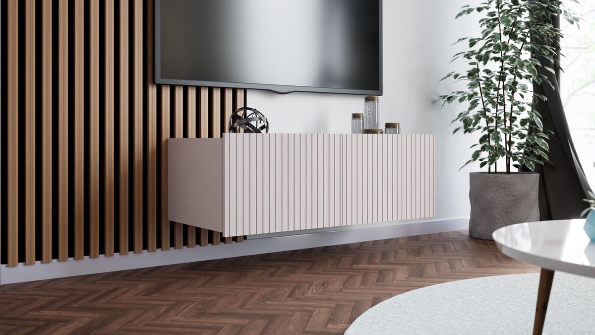 Promeubels - Tv meubel Kingston - Kasjmier (Beige) - 100cm - Tv kast - Hangend of staand