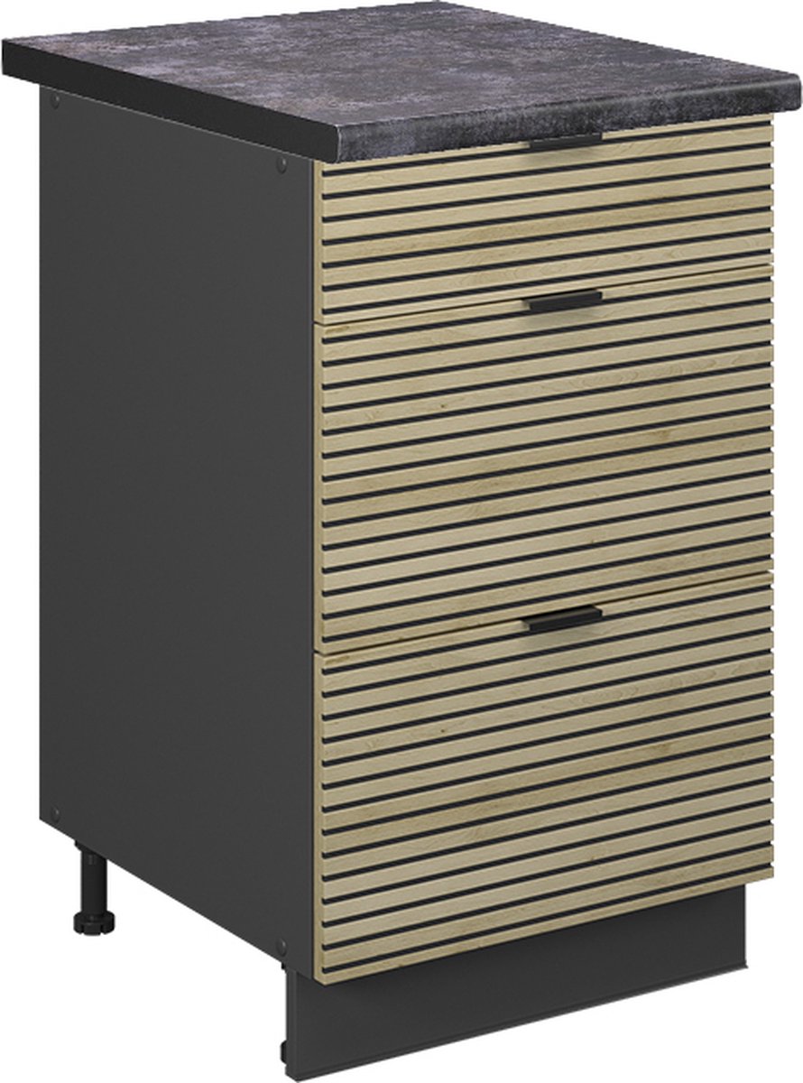 Vicco Keukenonderkast Fame-Line, Eiken paneel/Antraciet, 50 cm, WB Antraciet