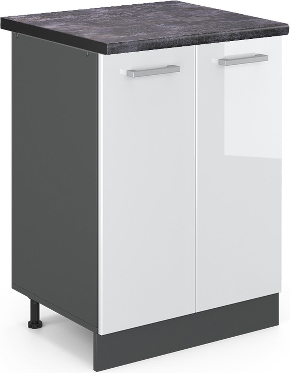 Vicco R-Line Keukenonderkast – 60 cm, WB Antraciet Wit Hoogglans Wit Hoogglans/Antraciet