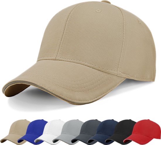 Su.B Casquette de Baseball Homme - Avec Bord Réfléchissant - Casquette Femme - Tour de Tête 55-60 CM - Taille Unique - Katoen - Beige