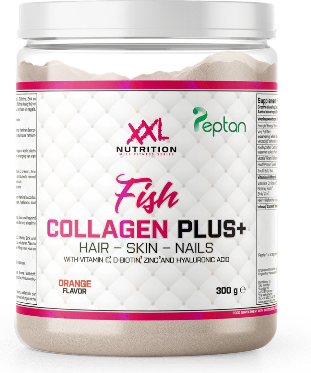 Goedkoopste XXL Nutrition - Fish Collagen Plus - Viscollageen Poeder, Marine Collageen - Orange - 300 Gram