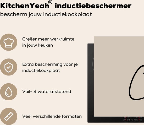 KitchenYeah® Protection plaque induction 83x51.5 cm - Beige - Citation - Mais d'abord le café - Protege plaque de cuisson - Couvre plaque induction - Protecteur d'induction - Cuisine
