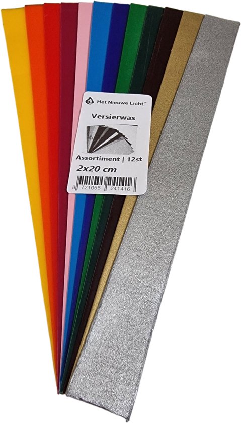 Het Nieuwe Licht® Versierwas - Wasfolie voor kaarsen - 12 kleuren - 2x20cm