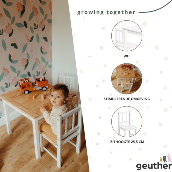 Geuther Kinderstoeljes voor Peuter met Kindertafel - Kinderzitgroep - Wit van Geuther — afbeelding 4