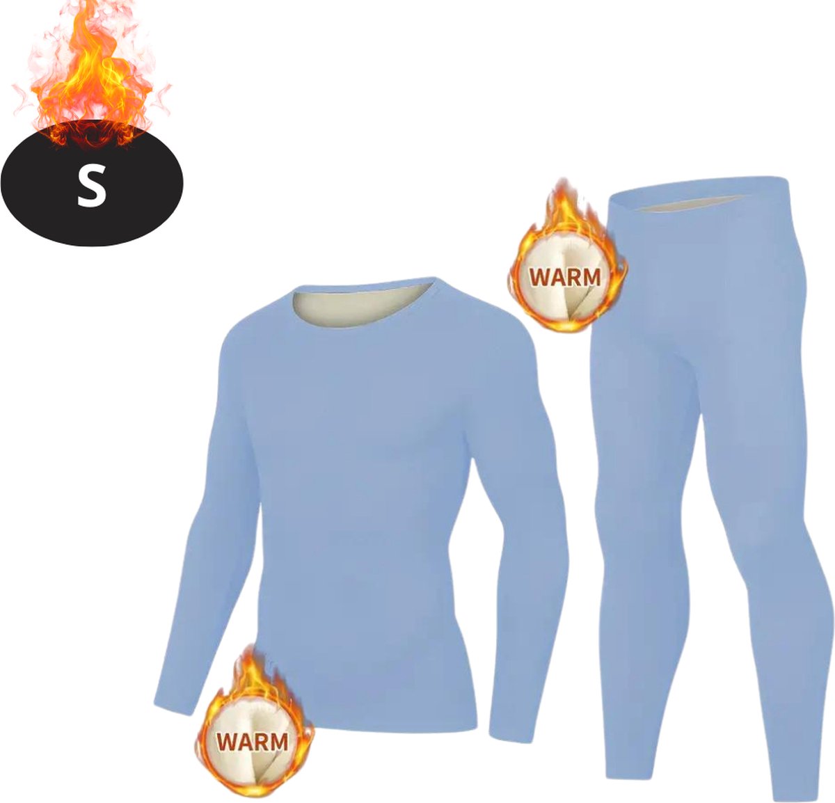 Bovista Thermokleding Heren – Thermobroek – Thermoset – Thermolegging – Winter – Thermoshirt – Lichtblauw – S