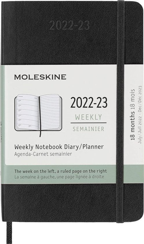 Moleskine - 18 Maanden 2022-2023 Dagplanner Met Harde Kaft En Elastische Sluiting, Maat Large, 13 X 21 Cm, Kleur Blauw