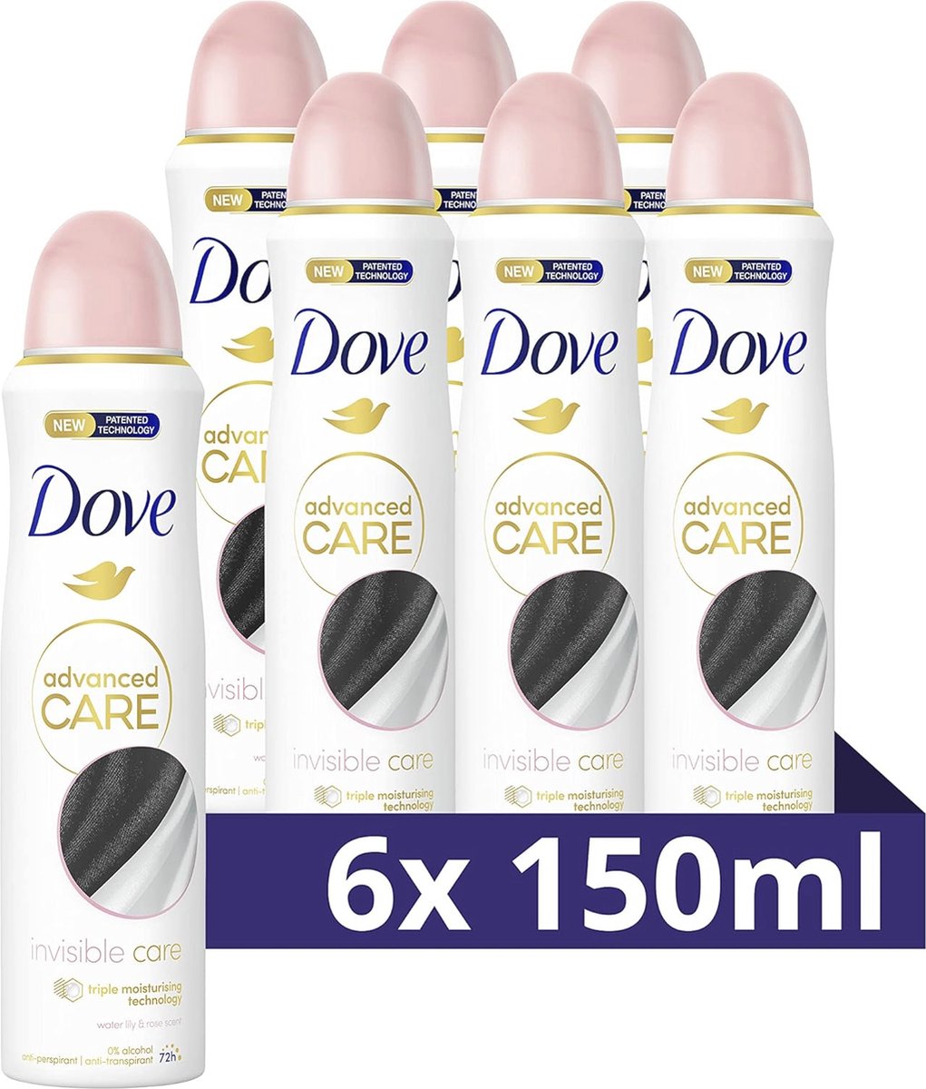 Goedkoopste Onzichtbare Anti-Transpirant Deodorant Spray met 72 Uur Bescherming - Voordeelverpakking 6 x 150 ml