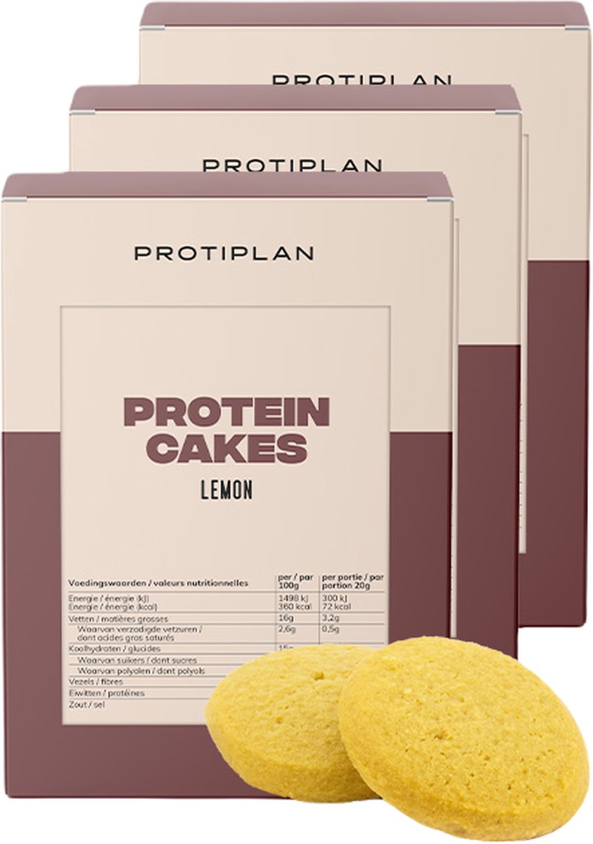 Goedkoopste Protiplan | Botercake Citroen | 3 stuks | 3 x 7 x 20 gram | Low carb snack | Snel afvallen zonder hongergevoel!