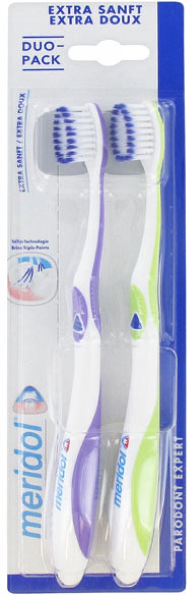 Goedkoopste Meridol Parodont Expert Duo Pack Extra Zachte Tandenborstels (Kleur Paars en groen