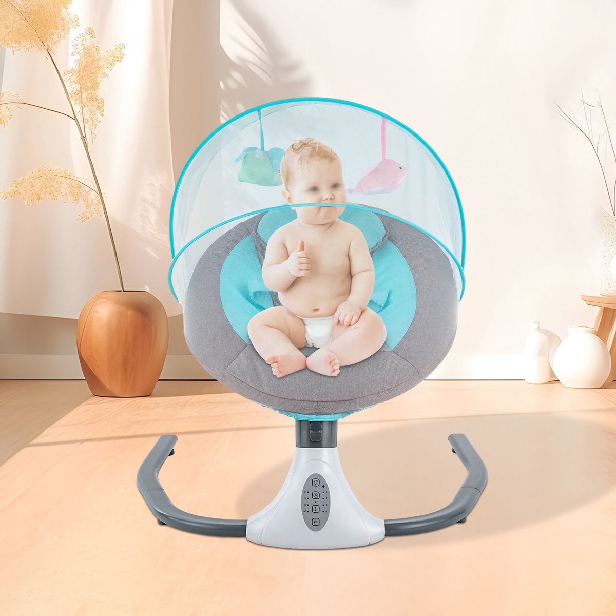 Goedkoopste Exitosas Baby swing - elektrische babyschommel - met muziek - 4 standen - timer - afstandsbediening - 64.5x73x71 cm - blauw
