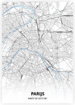 Parijs plattegrond - A3 poster - Zwart blauwe stijl