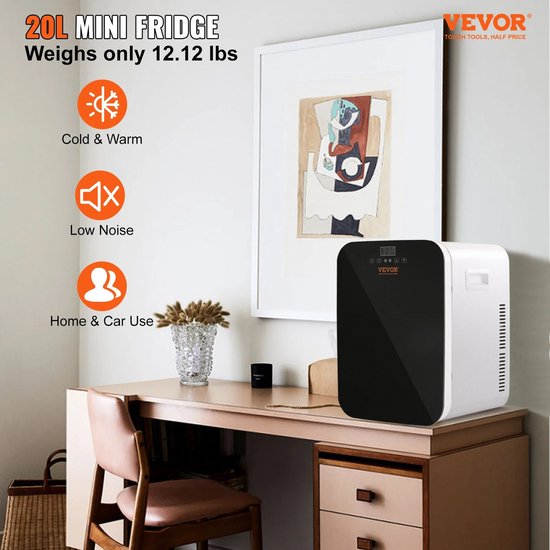 Vihes Mini koelkast - Vriescombinatie - Draagbaar - Touchscreen - Koeler - Koelbox - Voedsel - Drank - Camping - Home - Auto Gebruik - 20 Liter — afbeelding 4