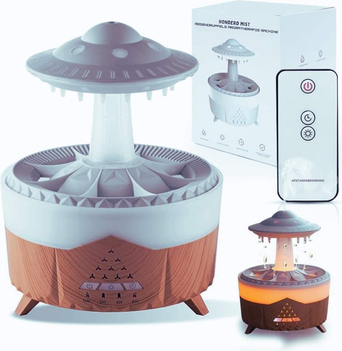 Goedkoopste Rain Cloud Luchtbevochtiger Met 7 Kleuren LED - Etherische Olie Diffuser en Geluid - 500 ml Voor Slaap - Thuis En Kantoor