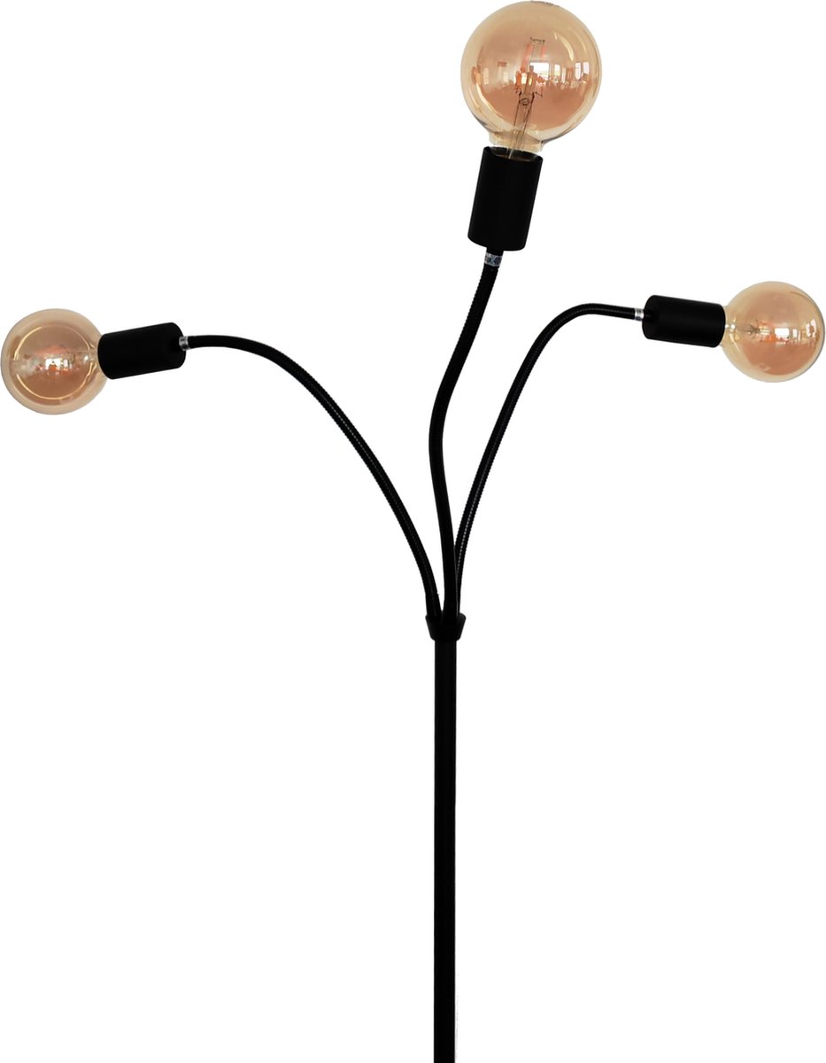 Trango 3-vlam 1531A-SD vloerlamp antraciet-mat *EARTH* incl. 3x 4W 3-traps dimbare E27 LED lamp 2500K goud-warm wit ca. H1550mm 3 lamparmen draaibare vloerlamp, kantoorlamp — cadeau in Wonen & Interieur - foto 5