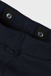 Donkerblauwe joggingbroek met elastische tailleband en knopen.