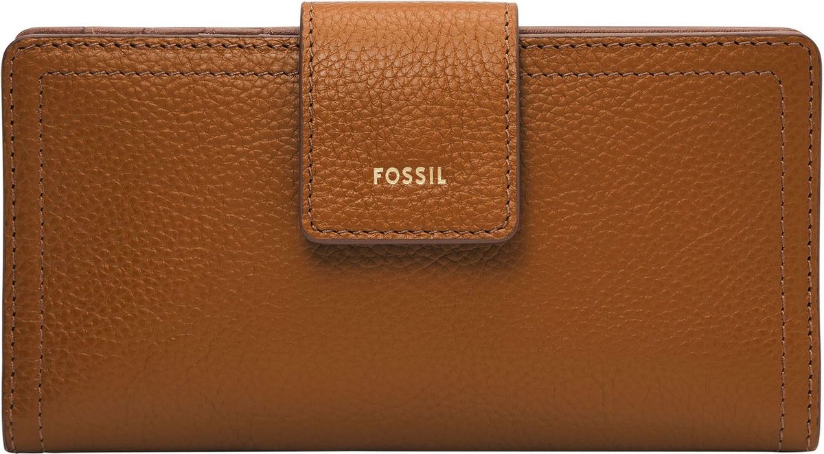 FOSSIL Portemonnee Logan RFID Tab Clutch Saddle Lichtbruin