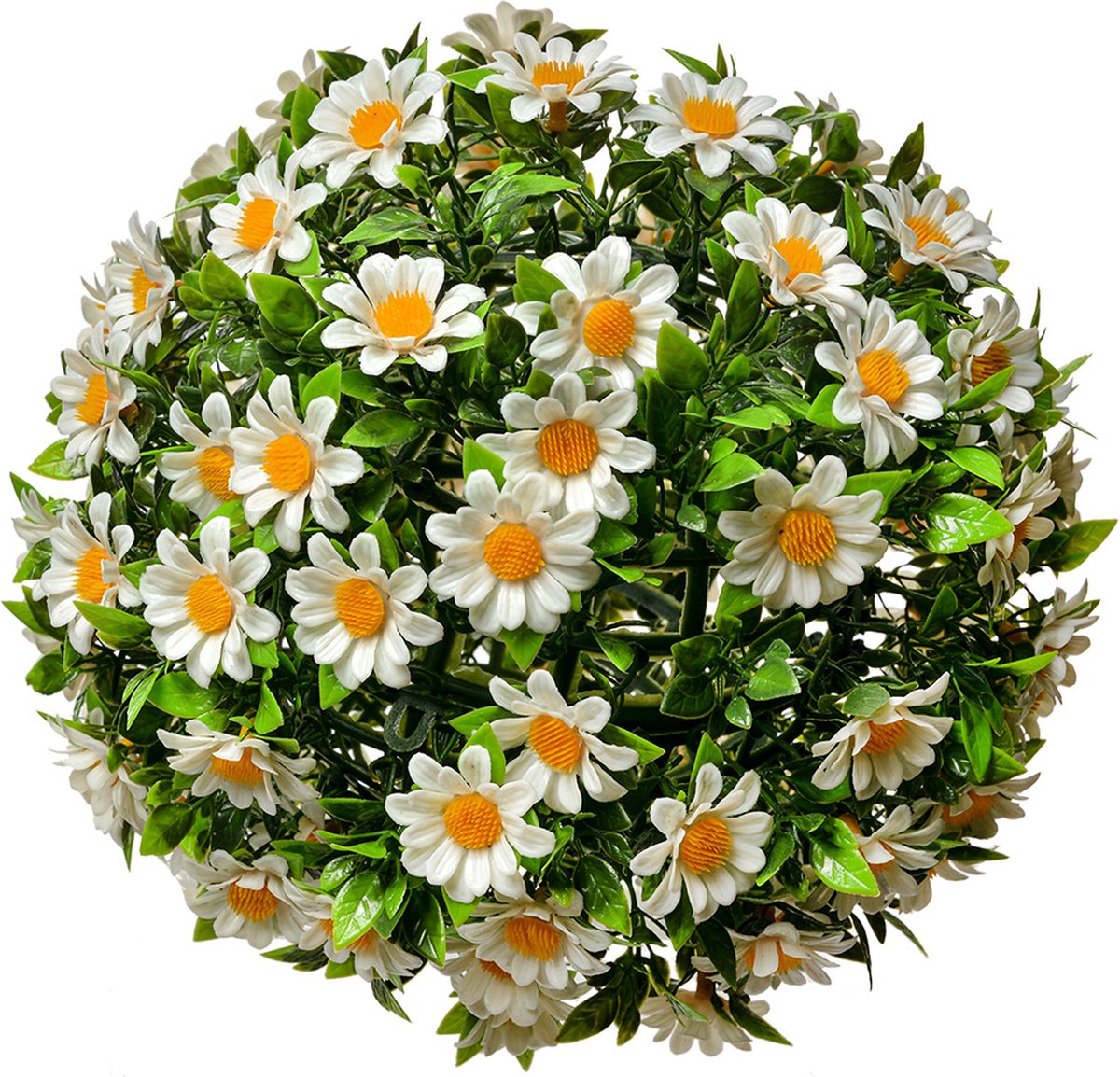 Buxus bol - Zijden Ø 22 cm Wit Groen Kunststof Kunstbloemen