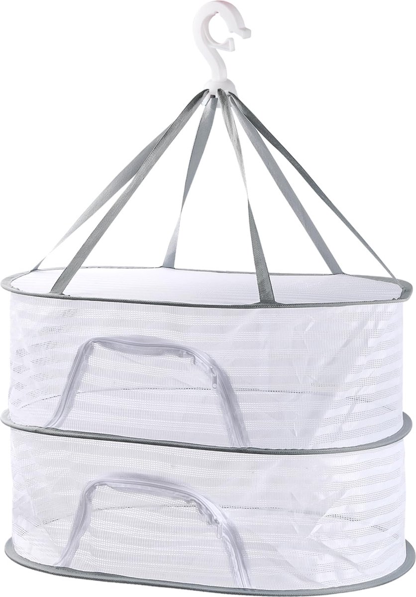 Goedkoopste Goodivery ® Opvouwbaar 2-Laags Hangnet voor Efficiënt Drogen van Kruiden, Groenten en Bloemen