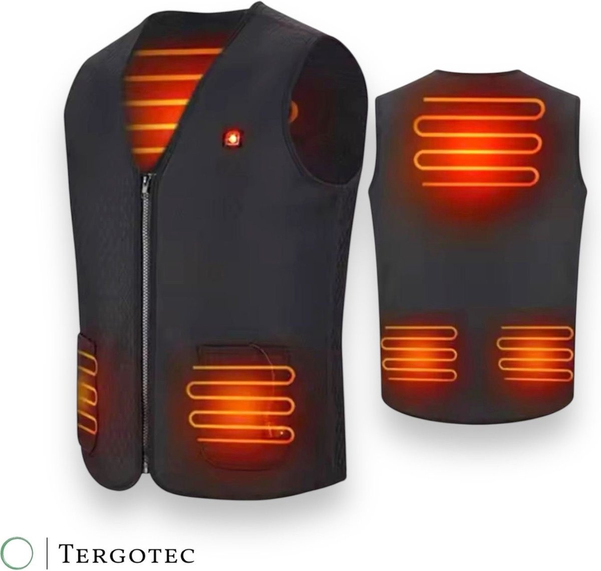 Tergotec Verwarmde Bodywarmer / 5 warmtezones 45°C Unisex / Verwarmd vest Heated jacket Zwart