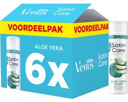 Gel de rasage Gillette Satin Care pour femme - Aloe Vera Glide - 6 x 200 ml - Spécialement conçu pour les peaux sensibles