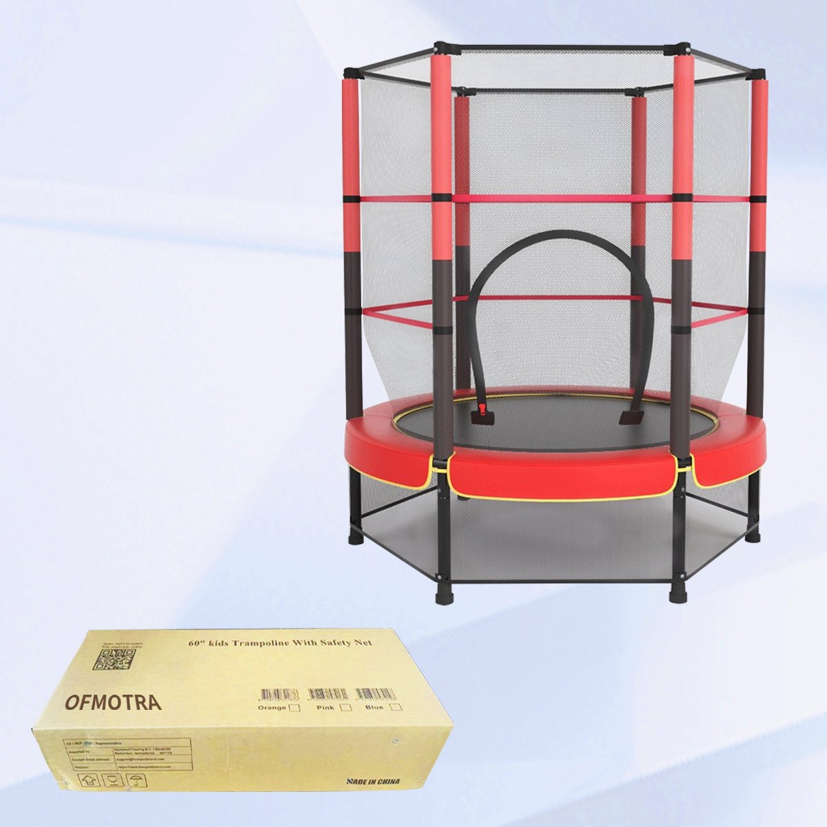OFMOTRA Trampoline - Inclusief veiligheidsnet - Kinder Trampoline - Buitenspeelgoed - 140 cm - tot 150kg - Rood — afbeelding 6