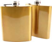 HIXA Flasque - 2 pièces - Flasque - Fiole de terrain - Acier inoxydable - Gourde - Platvink - 200 ml - Or