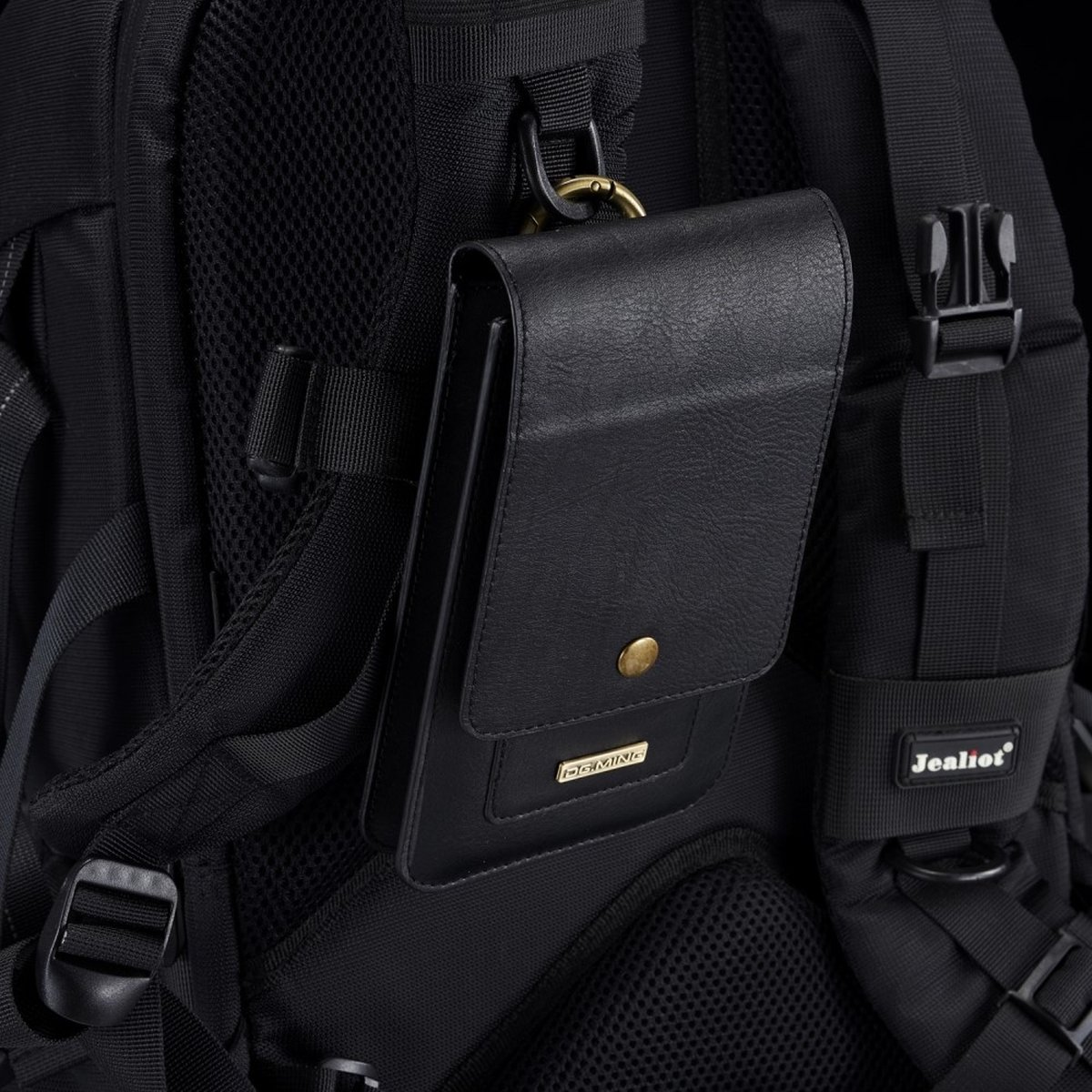 DG.MING Universele Leren Smartphone Case met Riemclip en Pasjeshouder - 6,5 tot 7 inch - Zwart