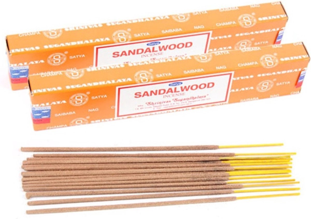 Satya Nag Champa wierrook stokjes Sandelhout geur - 24x - Lichaam in balans - Meditatie - staafjes van 22 cm Multi