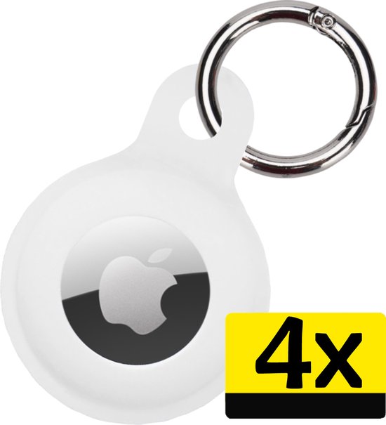 Étui adapté pour Apple AirTag Case Porte-clés - Étui en Siliconen adapté pour Apple AirTag Case - Wit - 4 pièces