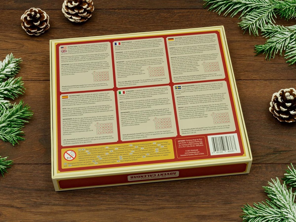 Adventskalender 2024, Jigsaw puzzel, familievakantie, 1008 stukjes, 24 doosjes met puzzels voor countdown tot Kerstmis, huisdecoratie, volwassenen, kinderen, jongens en meisjes