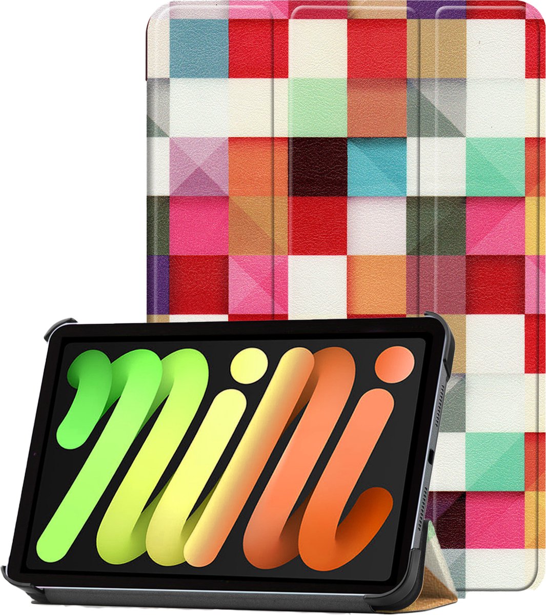 Hoesje - Geschikt voor Apple iPad Mini 7 (2024) - 8.3 inch - 7e Generatie - Dun & Stevig - Trifold Bookcase - Hard Cover - Hardcover Book Case - Tablet Hoes - Blokken