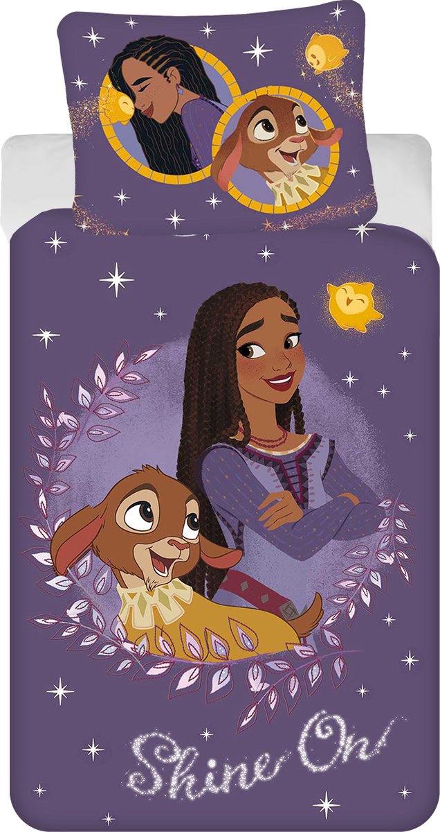 Disney Wish Dekbedovertrek paars- Eenpersoons - 140 x 200 cm