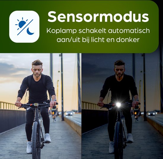 Exortus® Oplaadbare LED Fietsverlichting set - Fietslicht Set Wit En Rood - Fietslamp Geschikt Voor Elke (Race)fiets - Batterij Indicatie - Valbestendig & Waterdicht - Met licht sensormodus - Ook te gebruiken als zaklamp — afbeelding 4