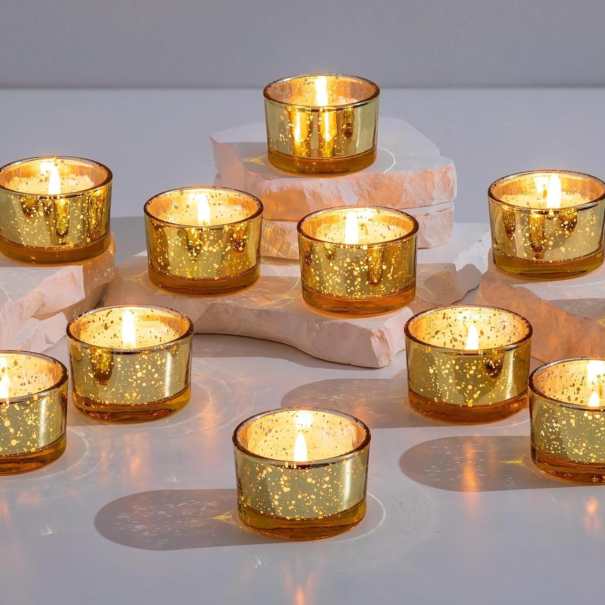 Goedkoopste Theelichtkaarsenhouder set - 12 glazen kaarsenhouders voor tafel centerpiece - bruiloftsdecoraties en meer