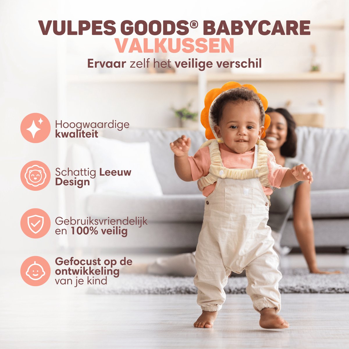 Vulpes Goods® BabyCare Baby Hoofdbeschermer – Leeuwtje - Afbeelding 10
