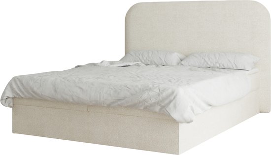 Lit à sommier tapissier 07 (Bonell, Topper, Bouclé, lit double tête de lit rembourrée avec sommier à lattes) - Gris clair (Anthology 15)