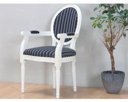Rococo Barok - Stoel met armleuning - Zwart/Cremewit