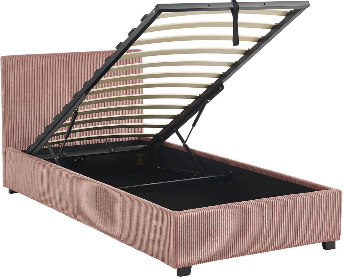 sweeek - Bed met lattenbodem en hoofdeinde, b 202 x d 97,5 x h 86cm, afwerking corduroy