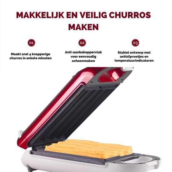 Beper BT600Y Churros Maker - Churrosmachine voor 4 Churros - Wafelijzer - Kerts Cadeau - Met Antiaanbaklaag & Indicatielampje - 700 W van Beper — afbeelding 2