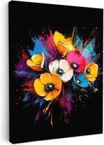 Tableau - Femme Fleurs Tête Vert