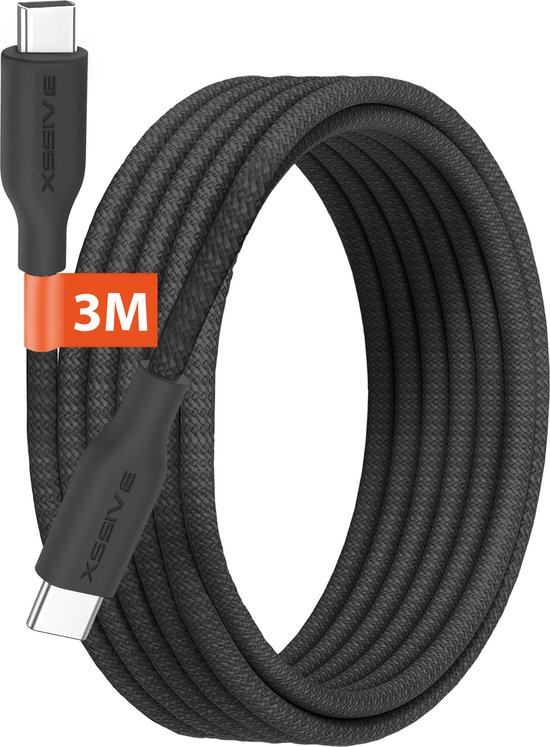Lange USB C Kabel 3 Meter met PPS Chip - USB-C naar USB-C - 65W - Snellader - Oplaadkabel voor Telefoon, Tablet en Laptop - Origineel Xssive