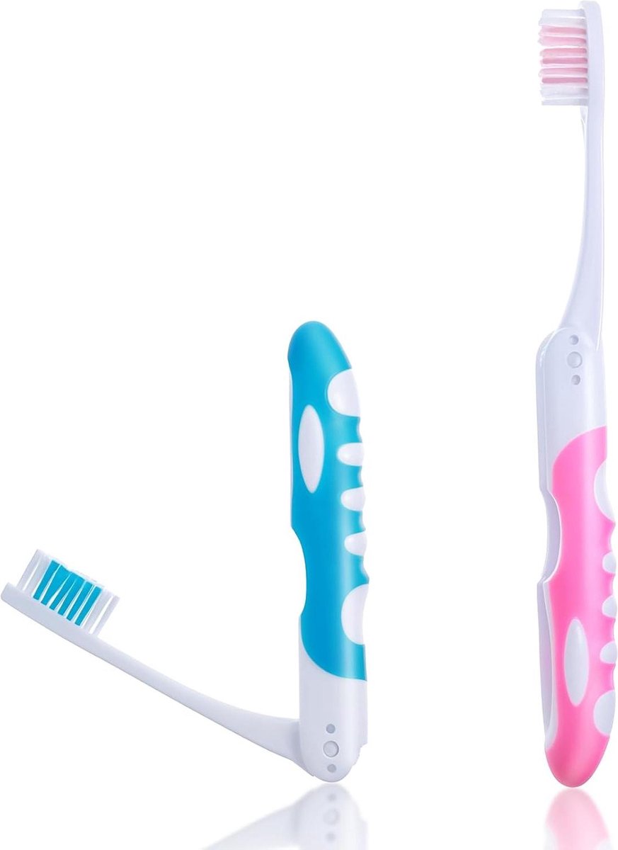 Reistandenborstel set inklapbaar voor volwassenen - roze blauw - reizen camping school zakenreis