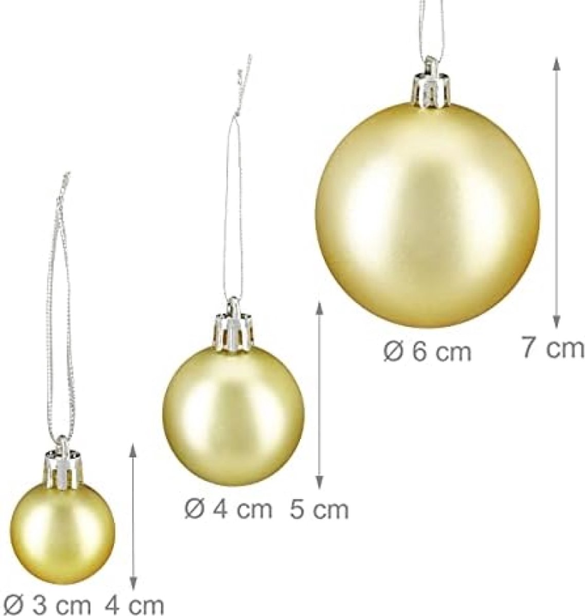 Kerstballen - Set van 100 stuks, kerstdecoratie, mat, glanzend, Kerstversiering, glitters, kerstboom ballen - Goud - Kerstboomdecoratie – foto 3