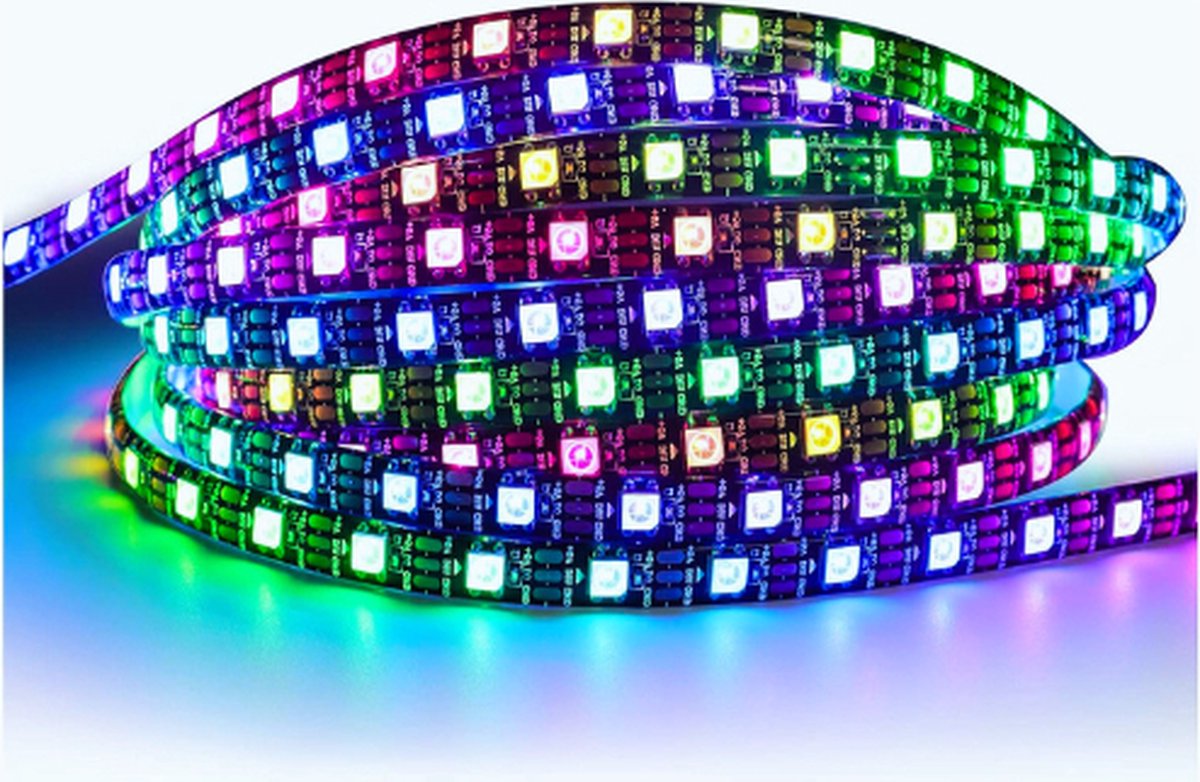 Led Strip Light 5V Ip65 Waterdicht Rgb Led Pixel Strip 5m 5050 300 Leds Zwarte Pcb Full Colour Aanpasbare Smart Led Lichtstrip Voor Reclame Decoratie Diy Projecten